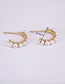 Fashion Gold Color Bronze Pearl C-shaped Stud Earrings