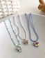 Fashion Gradient Blue Ceramic Beaded Butterfly Necklace