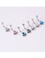 Fashion Light Blue + Colorful Zirconium Titanium Diamond Opal Piercing Navel Nails