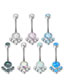 Fashion Steel Color + Powder Zirconium Titanium Diamond Opal Piercing Navel Nails
