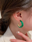 Fashion 1# Green Geometric Drop Oil C-shaped Stud Earrings