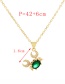 Fashion Green Brass Zirconium Crab Pendant Necklace