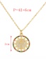 Fashion Gold Bronze Zirconium Round Openwork Cross Necklace
