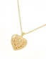 Fashion Gold-2 Bronze Zirconium Cutout Heart Necklace