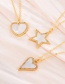 Fashion Gold Bronze Zirconium Pentagram Shell Necklace