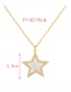 Fashion Gold Bronze Zirconium Pentagram Shell Necklace
