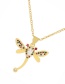 Fashion Gold Bronze Zirconium Dragonfly Necklace