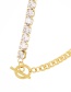 Fashion Gold-3 Bronze Zirconium Geometric Ot Buckle Necklace