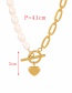 Fashion Gold-2 Titanium Steel Pearl Heart Ot Buckle Necklace