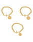 Fashion Gold-2 Titanium Beaded Portrait Pendant Bracelet