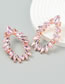 Fashion Pink Geometric Diamond Oval Stud Earrings