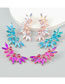 Fashion Rose Red Geometric Diamond Wing Stud Earrings