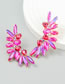 Fashion Rose Red Geometric Diamond Wing Stud Earrings