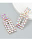 Fashion Ab Color Geometric Diamond Square Stud Earrings