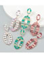 Fashion Ab Color Geometric Diamond Oval Stud Earrings