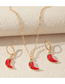 Fashion Red Alloy Pepper Necklace Earring Set