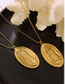 Fashion Gold Titanium Steel Gold Plated Portrait Oval Necklace