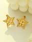 Fashion Gold Titanium Steel Gold-plated Embossed Three-dimensional Five-pointed Star Earrings