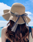 Fashion Off-white Polka Dot Streamer Straw Hat Big Brim Polka Dot Bow Ribbon Sun Hat