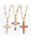 Fashion Mixed Color Brass Diamond Cross Necklace