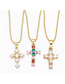 Fashion D Brass Diamond Cross Necklace