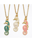 Fashion Turquoise Copper Drop Oil Seahorse Necklace