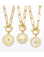 Fashion D Bronze Diamond Geometric Medal Ot Buckle Necklace