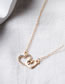 Fashion Gold Alloy Diamond Double Heart Necklace