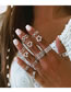 Fashion Silver Metal Wavy Heart Pentagram Cutout Ring Set