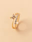 Fashion Gold Metal Diamond Glass Butterfly Ring