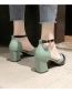 Fashion Creamy-white Block-heel Buckle Baotou Pointed High Heels