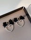 Fashion Black Love Pearl Butterfly Combined With Gold Earrings