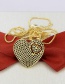 Fashion Gold-plated White Zirconium Full Rhinestone Hollow Heart Pendant Necklace