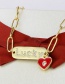 Fashion Love Gold Glossy Letter Tag Drop Oil Love Diamond Necklace
