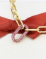 Fashion Gold-plated Red Zirconium Gold-plated Full Diamond Square Chain Pendant Geometric Necklace