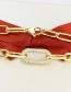 Fashion Gold-plated Red Zirconium Gold-plated Full Diamond Square Chain Pendant Geometric Necklace