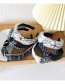 Fashion Splicing White Grid Plaid Wide-sided Pu Stitching Woolen Knotted Headband