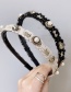 Fashion Black Woolen Hand-woven Rhinestone Fine-rim Pearl Headband
