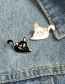 Fashion Black Yin Yang Cat Alloy Oil Drop Brooch