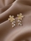 Fashion Golden Flower Opal Gold-plated Copper And Diamond Earrings