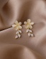 Fashion Golden Flower Opal Gold-plated Copper And Diamond Earrings