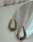 Fashion Golden Carved U-shaped Diamond Geometric Alloy Earrings
