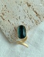 Fashion Gold (partial Dark Green) Geometric Open Ring With Gemstones