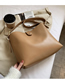 Fashion Khaki Lock Solid Color Crossbody Shoulder Bag