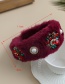 Fashion Red Wine Plush Alloy Diamond-studded Flower Pearl Headband