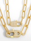 Fashion Golden B Micro-inlaid Zircon Thick Chain Keychain Necklace
