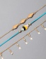 Fashion Color Mixing 3-piece Shell Fish Five-pointed Star Tassel Anklet