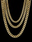 Fashion Gold 3mm50cm Stainless Steel Six-sided Cuban Chain Thick Chain Necklace