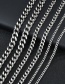 Fashion Black 7mm60cm Stainless Steel Milled Six-sided Cuban Chain Thick Chain Necklace