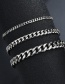 Fashion Black 3mm18cm Polished Six-sided Titanium Steel Cuban Chain Thick Chain Bracelet